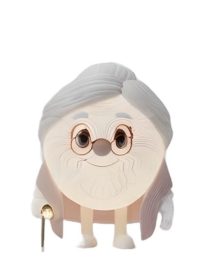 バーバー。白い髪にめがねのおばあさん